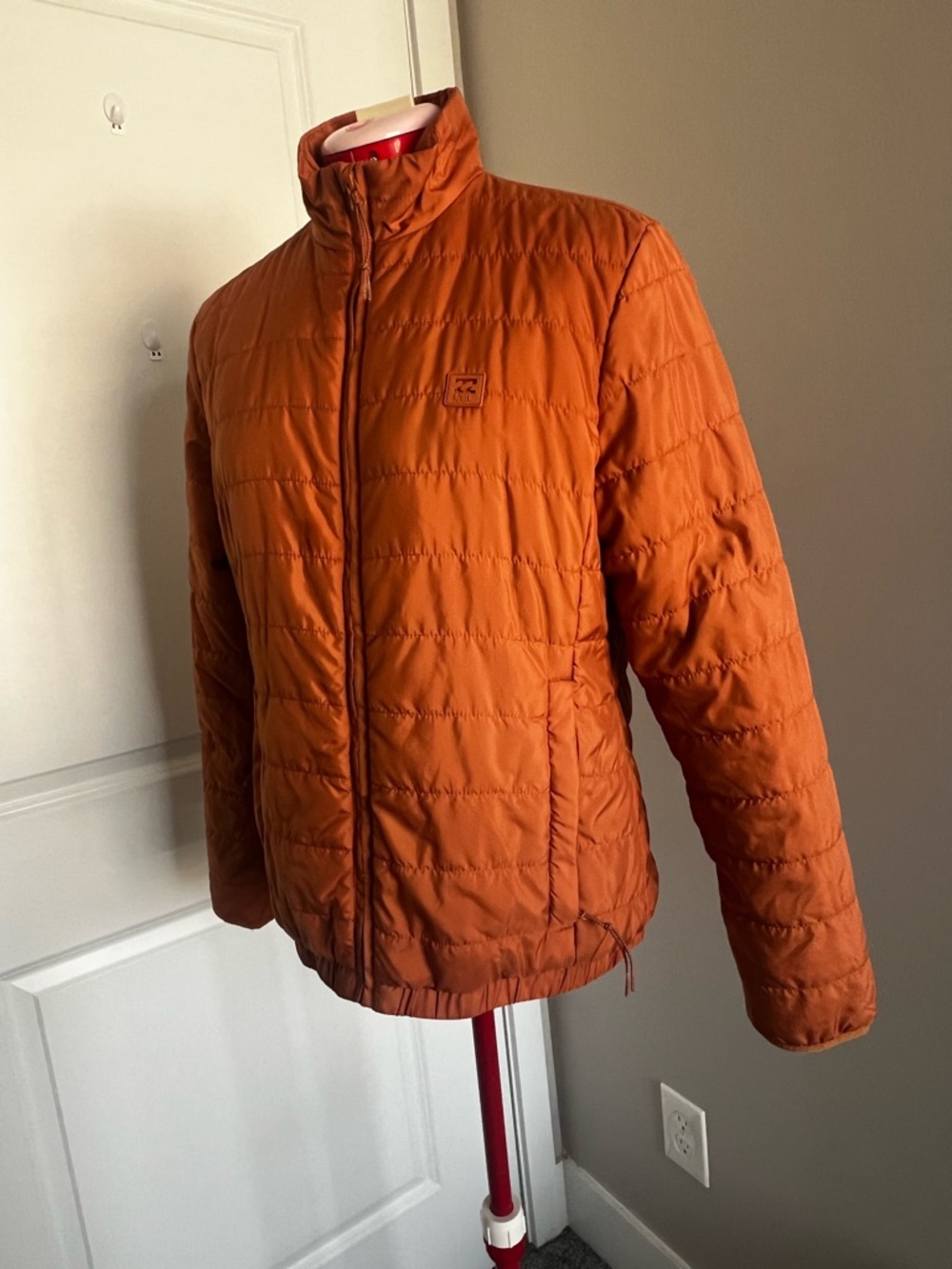 Billabong Men's Orange Quilted Puffer Jacket